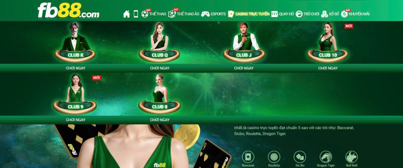 Đánh giá casino FB88 phong phú sảnh game 